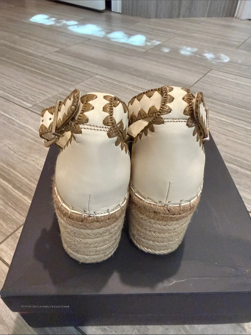 Vince Camuto Treyenn Wedge Espadrille Sandals - Cream 9.5M